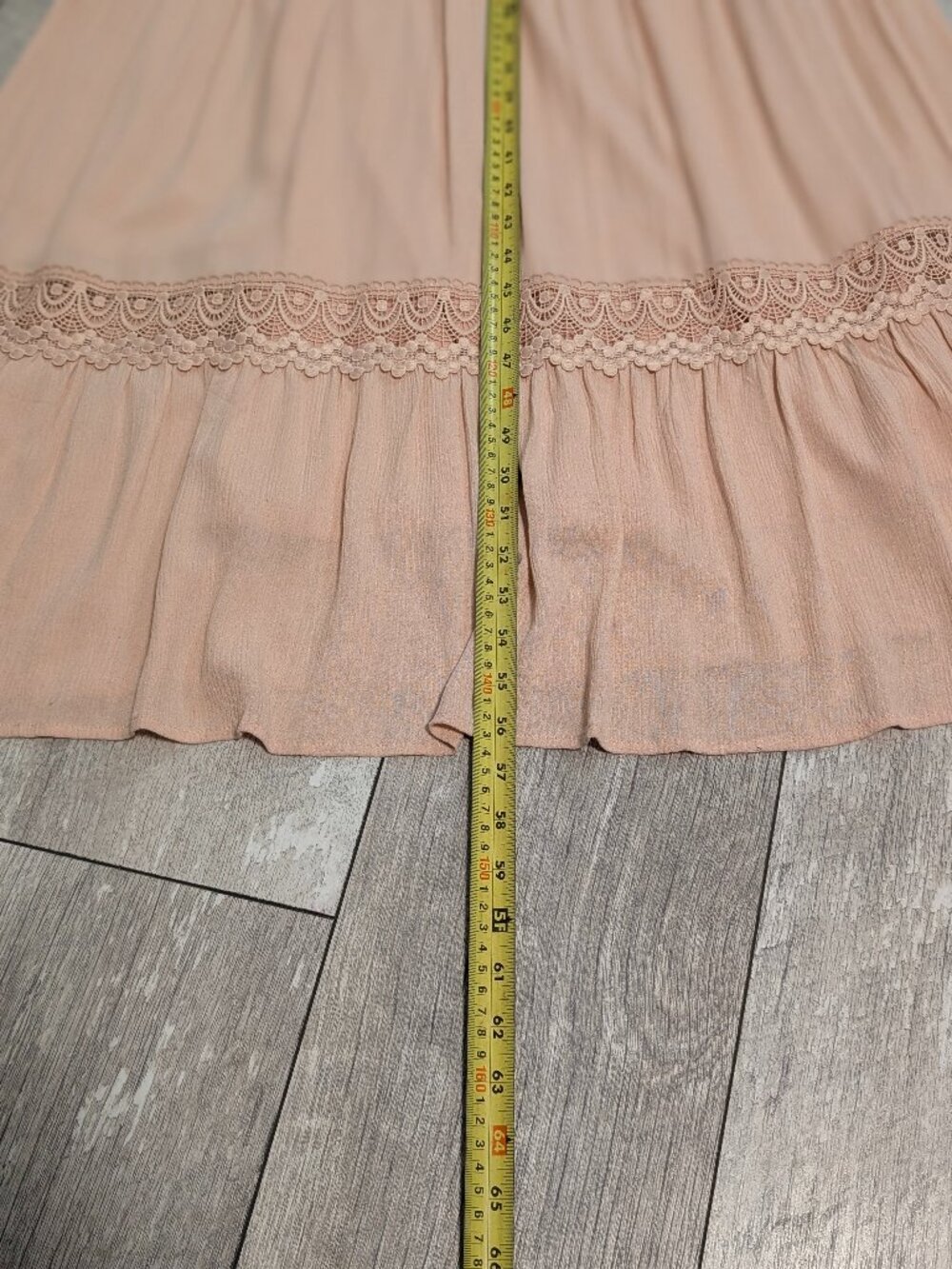 Blush Pink Lace Tiered Maxi Dress S Coquette Romantic Prairie Fairycore NWOT - Picture 11 of 11